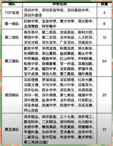 深圳高中阵容